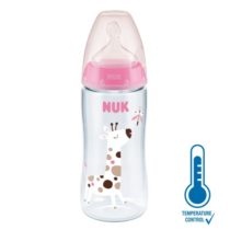NUK BOČICA FC+ 300 ML SA INDIKATOROM TEMPERATURE – Roza žirafa