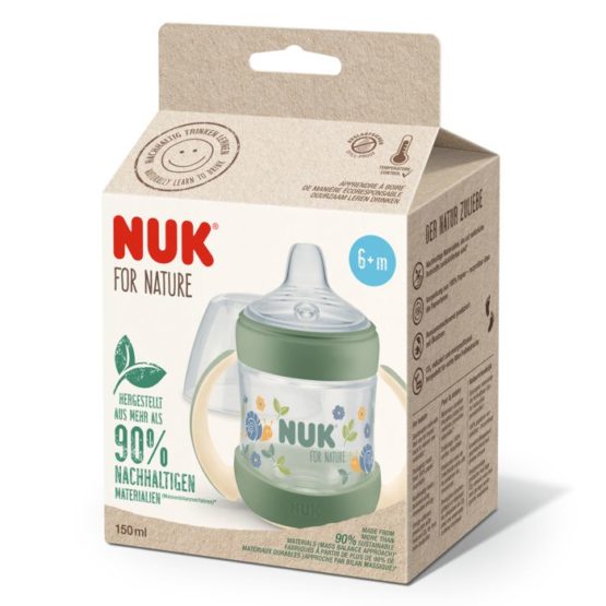 NUK For Nature boca za učiti piti sa indikatorom temperature 150 ml – Zelena