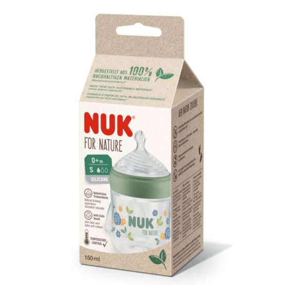 NUK For Nature Bočica sa indikatorom temperature PP 150 ml. Zelena