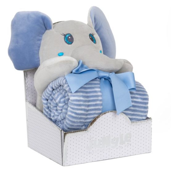JUNGLE Dekica sa igračkom slonić sivo plavi
