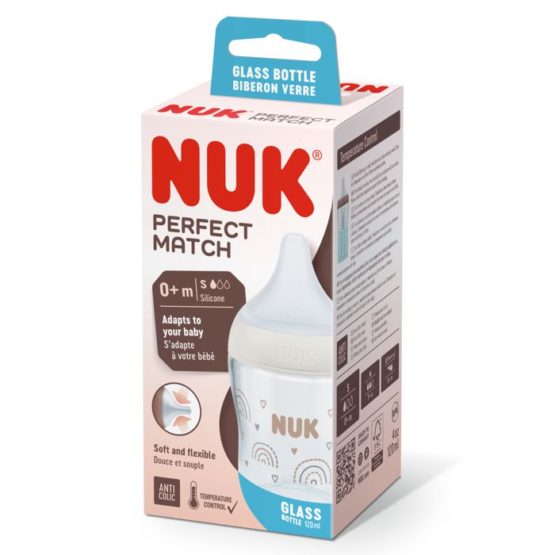 NUK Perfect Match Bočica 120 ml. 0+m Staklo – Duga