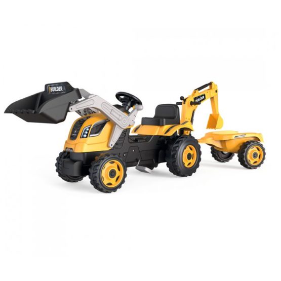 SMOBY Traktor s bagerom i utovarivačem Builder Max s prikolicom na pedale