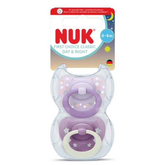 NUK First Choice Classic duda Dan & Noć 2 kom. – Lila